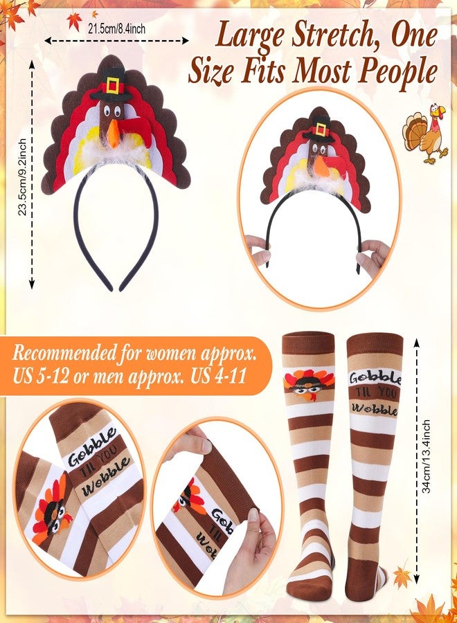 Vicenpal Thanksgiving Turkey Costumes Set for Women Thanksgiving Tutu Turkey Headband and Sock for Cosplay Party(Beige,Classic) - Image 4